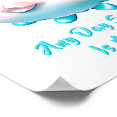 Naamtekst toevoegen, Baby Aqua Blauwe Vis Nursery Poster (Hoek)