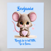 Naamtekst toevoegen, baby muis met grote oren op b poster (Voorkant)