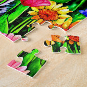 Naamtekst toevoegen, Kat Kitten met Bloemen in de  Legpuzzel (Zijkant)