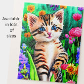Naamtekst toevoegen, Kat Kitten met Bloemen in de  Legpuzzel