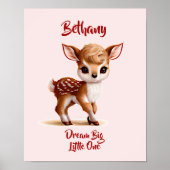 Naamtekst toevoegen, Mooie Ree - Babyhert op Roze  Poster (Voorkant)