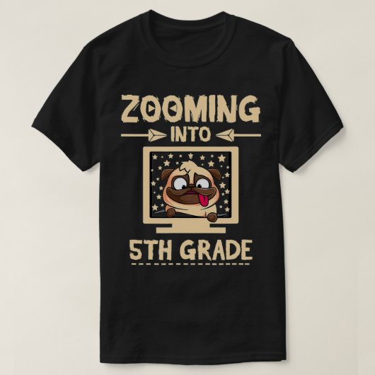Naar 5e graad virtueel terug naar schoolhond t-shirt (Design voorkant)