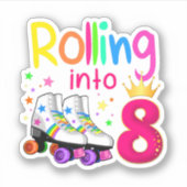 Naar 8 rolschaatsen 8 jaar om 8 jaar sticker (Voorkant)