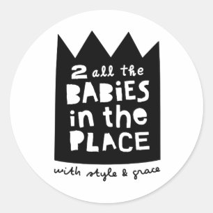 "Naar alle baby's" Kinder Hip Hop Birthday Party Ronde Sticker