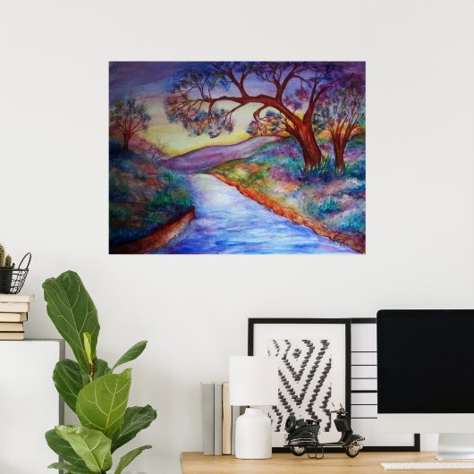 Naar beneden bij de rivier. poster (Thuiskantoor)