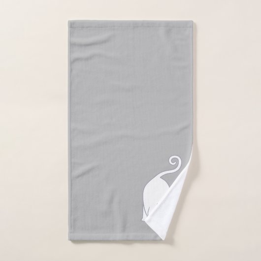 Naar beneden gericht Kat op lichte grijze doekset Bad Handdoek (Handdoek)