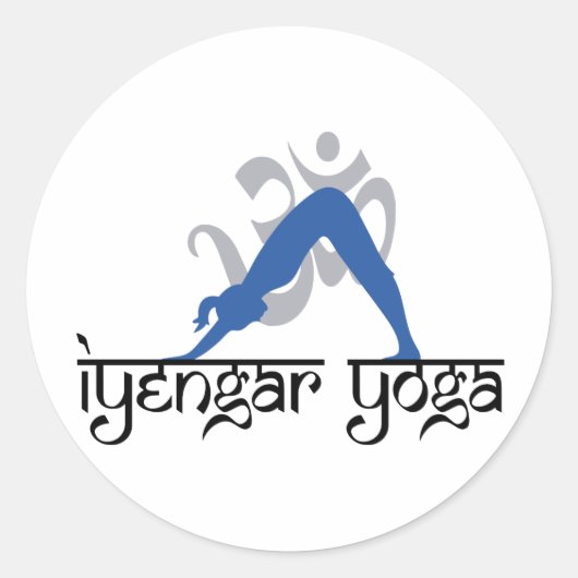 Naar beneden gerichte Dog Iyengar Yoga Ronde Sticker (Voorkant)