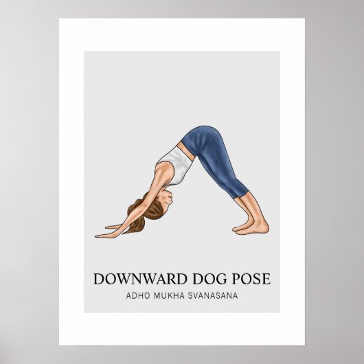 Naar beneden gerichte Dog Pose Yoga Fitness Vrouw Poster (Voorkant)
