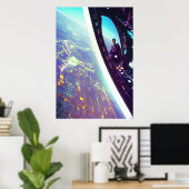 Naar beneden kijkend op de planeet | AI Art Poster (Thuiskantoor)