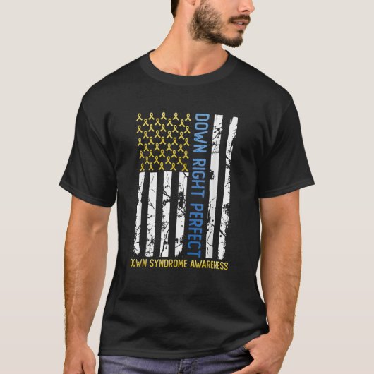 Naar beneden perfecte gele blauwAmerikaanse vlag o T-shirt (Voorkant)