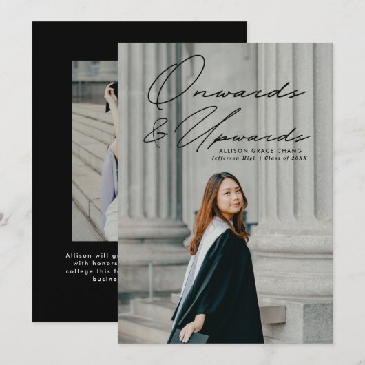 Naar boven en naar boven 2 Foto Afstuderen Aankondiging (Voorkant / Achterkant)