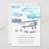 Naar boven en weg | Uitnodiging voor een  vliegtui (Voorkant)