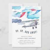 Naar boven en weg | Uitnodiging voor een vliegtui (Voorkant)