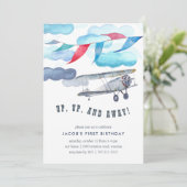 Naar boven en weg | Uitnodiging voor een vliegtui (Staand voorkant)