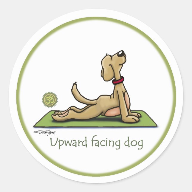 Naar boven gerichte hond - yoga pose ronde sticker (Voorkant)