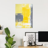 'Naar boven' Grijs en Geel Abstract KunstPoster Poster (Thuiskantoor)