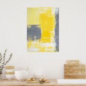 'Naar boven' Grijs en Geel Abstract KunstPoster Poster (Keuken)