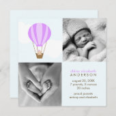 Naar boven, naar boven en weg! Baby Geboorteaankon Aankondiging (Voorkant / Achterkant)