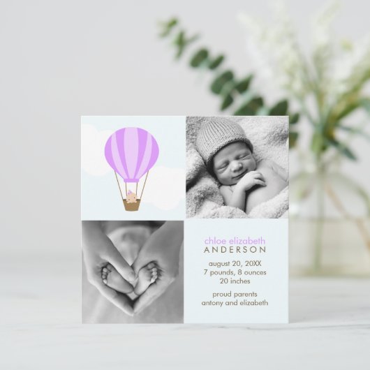 Naar boven, naar boven en weg! Baby Geboorteaankon Aankondiging (Staand voorkant)