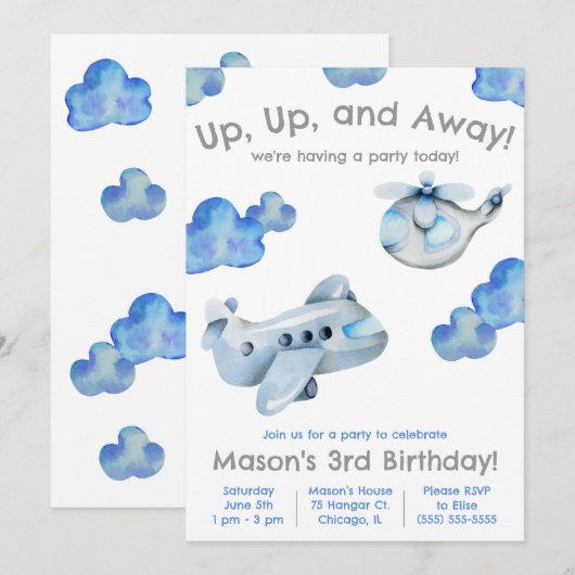 Naar boven, naar boven en weg! Vliegtuig, helikopt Kaart (Voorkant / Achterkant)