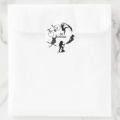 Naar buiten ronde sticker (Tas)