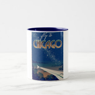 Naar Chicago vliegen Tweekleurige Koffiemok