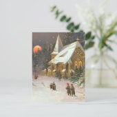 Naar Church Tree Snow Moon Sterren Briefkaart (Staand voorkant)