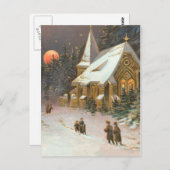 Naar Church Tree Snow Moon Sterren Briefkaart (Voorkant / Achterkant)