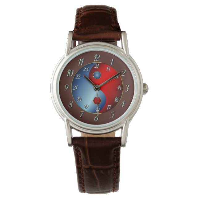 Naar de aarde - Brown Yen Yang Watch Horloge (Voorkant)
