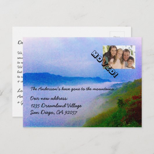 Naar de bergen Verander van adres Uw foto Aankondigingskaart (Voorkant / Achterkant)