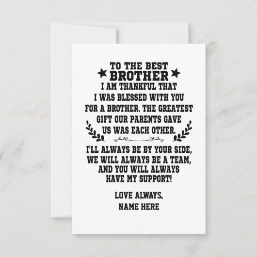 Naar de beste broer van zus of broer bedankkaart (Voorkant)