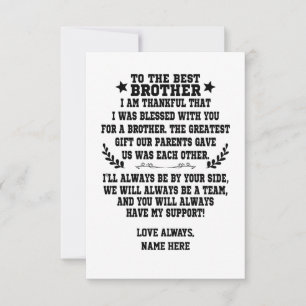 Naar de beste broer van zus of broer bedankkaart