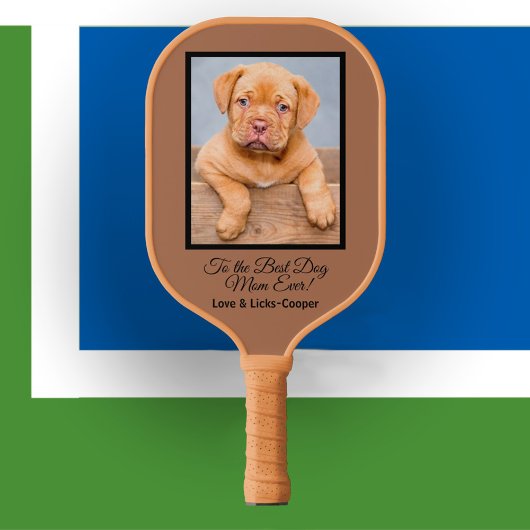 Naar de beste hond moeder ooit aangepaste foto en pickleball paddle
