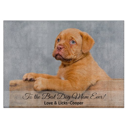 Naar de beste hond moeder ooit aangepaste foto en  snijplank (Voorkant)