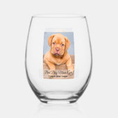 Naar de beste hond moeder ooit aangepaste foto en  wijnglas zonder voet (Achterkant)