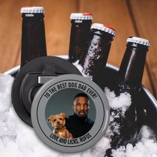 Naar de beste hond vader ooit aangepaste foto en t button flesopener