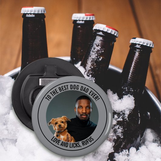 Naar de beste hond vader ooit aangepaste foto en t button flesopener
