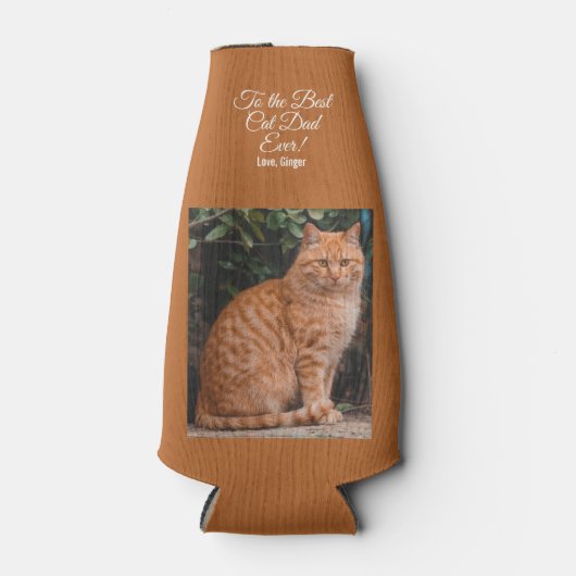 Naar de beste kat-pap ooit aangepaste foto flesjeskoeler (Voorkant)