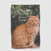 Naar de beste kat-pap ooit aangepaste foto golfhanddoek (Voorkant)
