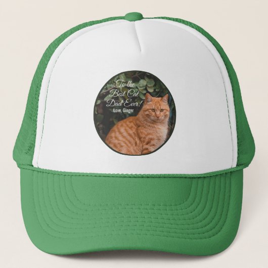 Naar de beste kat-pap ooit aangepaste foto trucker pet (Voorkant)