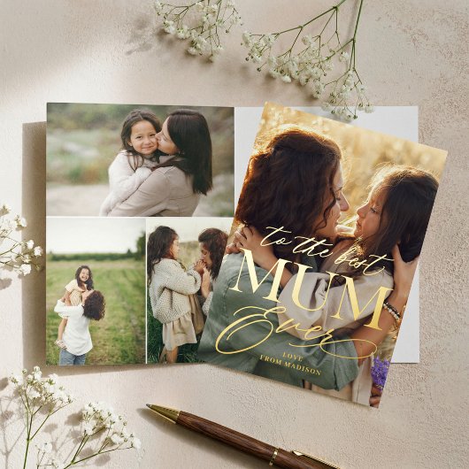 Naar de beste mama ooit script Moederdag foto Folie Wenskaart