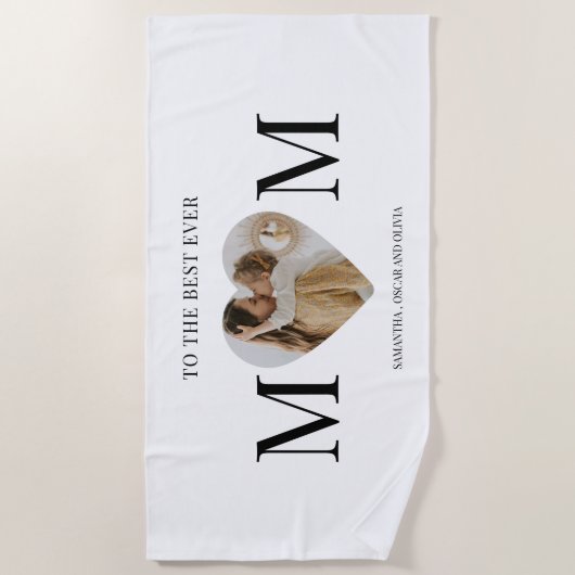 Naar de beste moeder foto hart strandlaken (Voorkant)