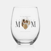 Naar de beste moeder foto hart wijnglas zonder voet (Voorkant)