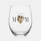 Naar de beste moeder foto hart wijnglas zonder voet (Achterkant)