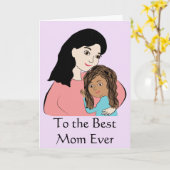 Naar de beste moeder ooit - Biracial Moederdag Gir Kaart (Gele Bloem)