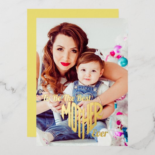 Naar de beste moeder ooit hart Moederdag foto Folie Feestdagenkaart (Voorkant / Achterkant)