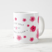 Naar de beste schoonmoeder-roze Floral Grote Koffiekop (Voorkant rechts)
