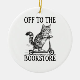 Naar de Boekhandel Lezend Boekenwurm Keramisch Ornament