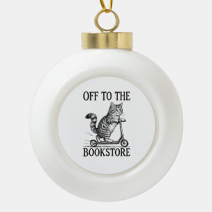 Naar de Boekhandel Lezend Boekenwurm Keramische Bal Ornament
