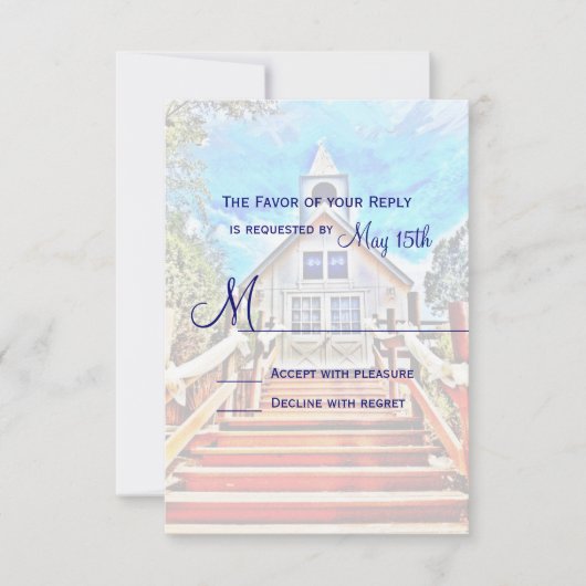 Naar de Chapel Country Wedding RSVP-kaarten RSVP Kaartje (Voorkant)